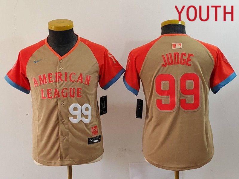 Youth New York Yankees #99 Judge Orange All star 2024 Nike MLB Jersey style 4